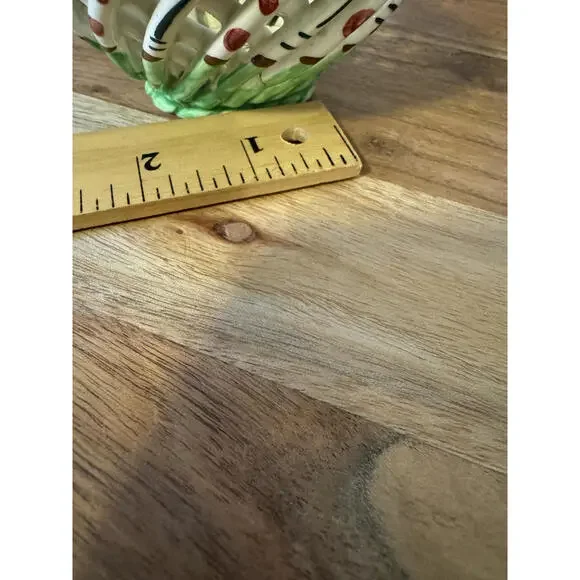 Vintage Spanish Hand-Painted Woven Lattice Pottery Basket Trinket Dish - Picture 10 of 10